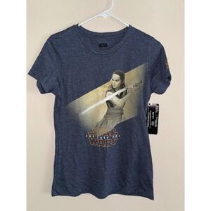 Star Wars The Last Jedi Rey Graphic Tee Navy Blue Force For Change Shirt M NEW